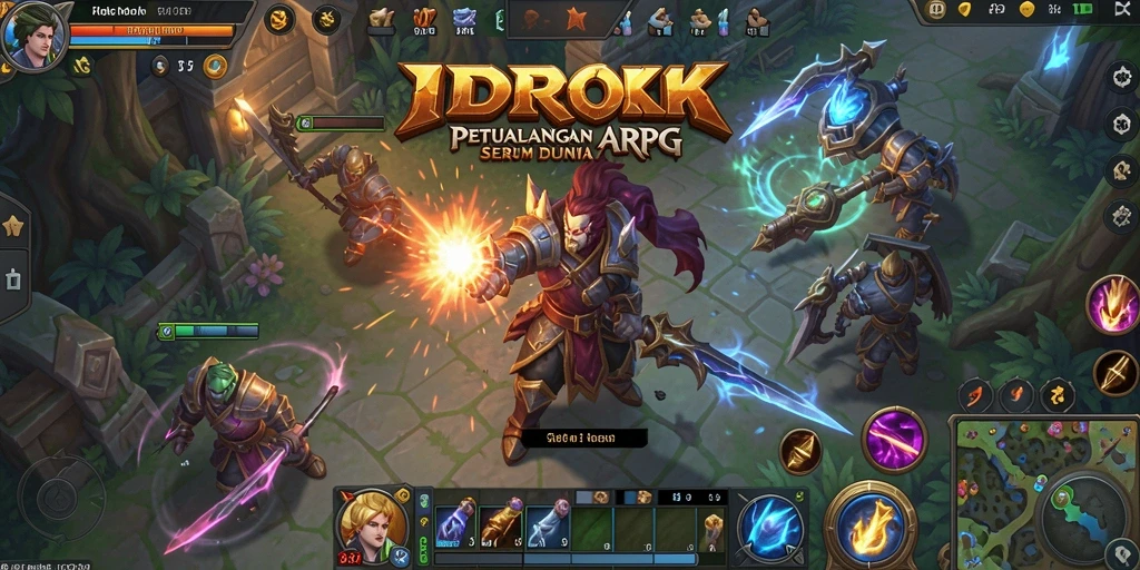 Tampilan gameplay menampilkan pertarungan seru dalam dunia fantasi ARPG.