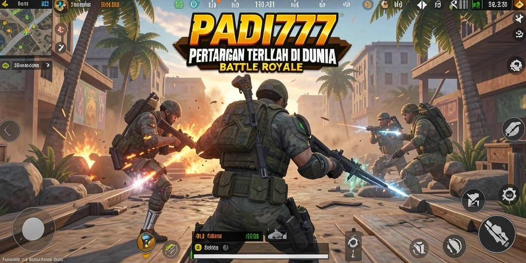 Screenshot utama PADI777 menunjukkan intensitas pertarungan Battle Royale.