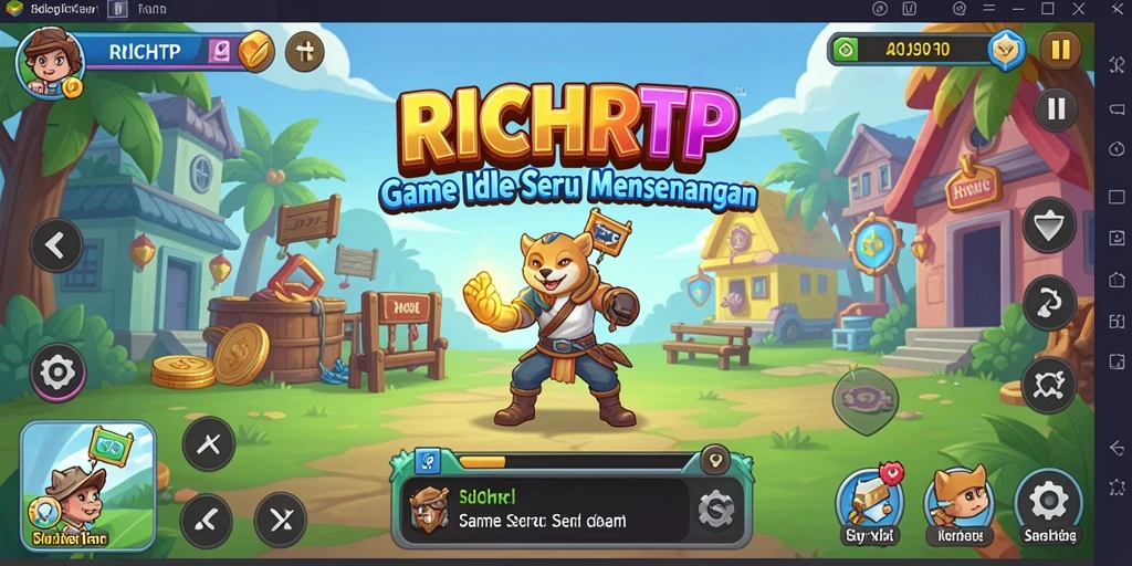 Tampilan gameplay <strong>RICHRTP</strong> yang menampilkan proses pengumpulan sumber daya secara otomatis.