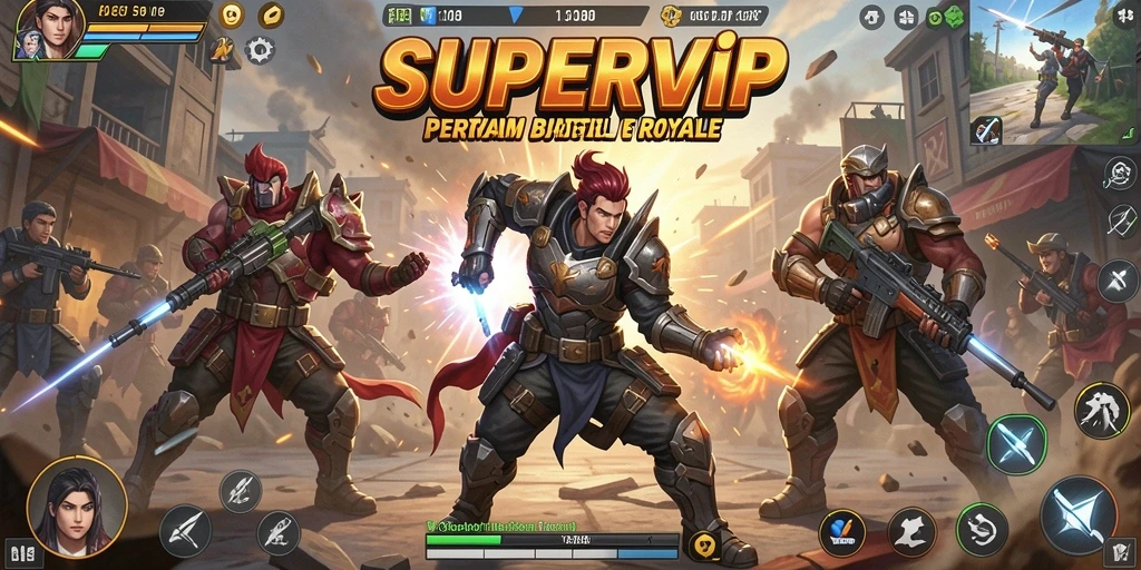 Gameplay seru dan menegangkan dalam SUPERVIP Battle Royale.